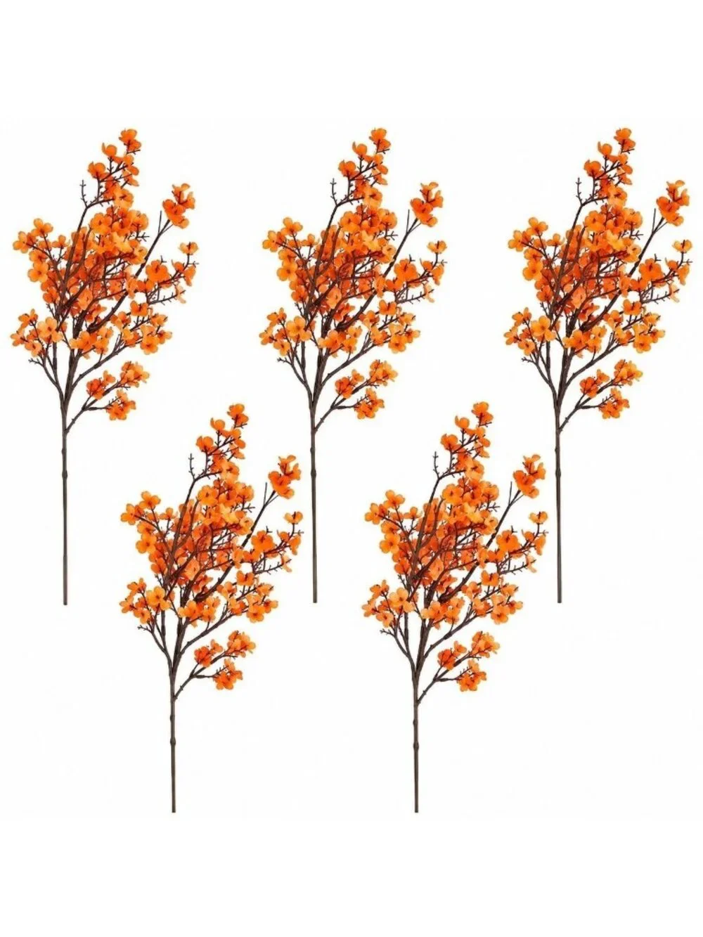 Orange Wax Flower Stems, 5 Piece Artificial Fall Floral Filler, Faux Autumn Flow